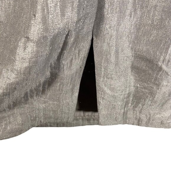 Dressbarn Collection LONDON TIMES SILVER V-NECK SLEEVELESS RUFFLES DRESS SIZE 8 - Picture 4 of 12